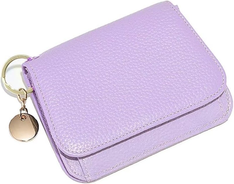 Mudono Small Wallet for Women RFID Blocking Genuine Leather Card Case Slim Tri-Fold Wallet with Zipper Pocket and Keychain - Image 1